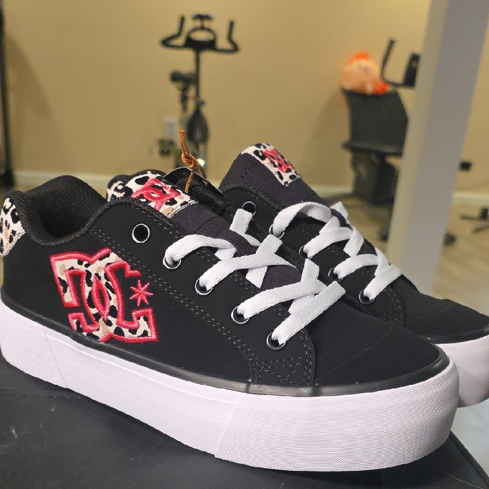 DC Women's Black and Pink Leopard Sneakers